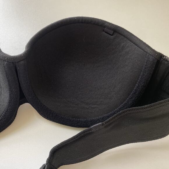 Victoria's Secret Lined Strapless Bra Lightly Padded Black Underwire 34A - Picture 8 of 10